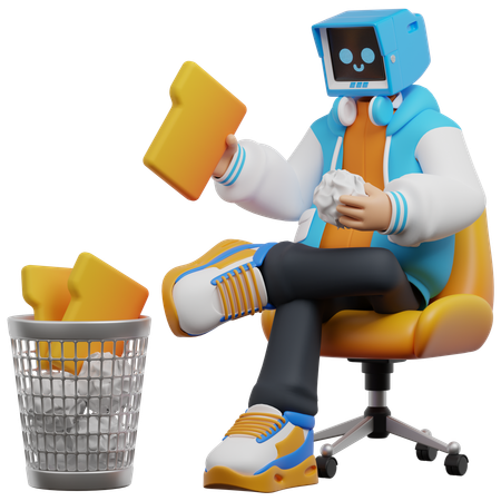 Man Deletes Unnecessary Files And Folder  3D Illustration