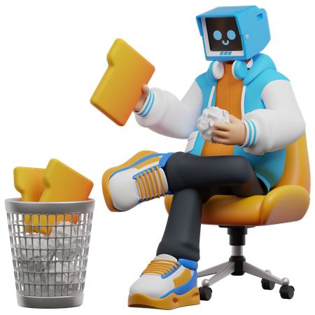 Man Deletes Unnecessary Files And Folder  3D Illustration