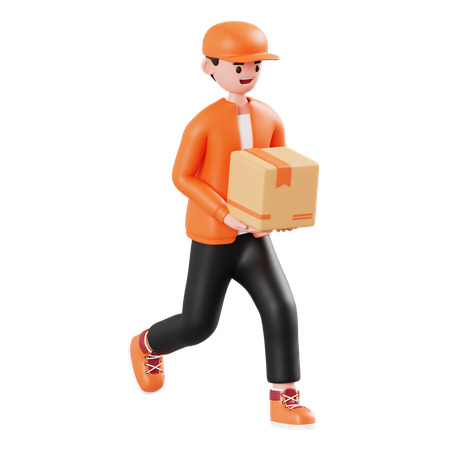 Man Delivery Run  3D Icon