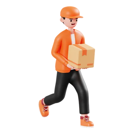 Man Delivery Run  3D Icon