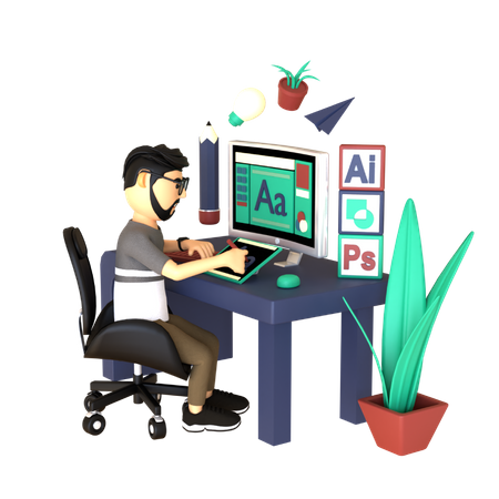 Man designing  3D Illustration