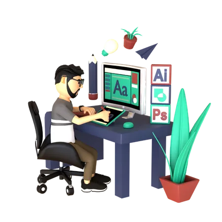 Man designing  3D Illustration