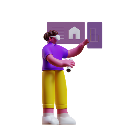 Man designing architecture in metaverse  3D Icon