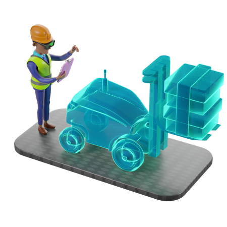 Man Directing Autonomous Vehicles In Vr  3D Icon