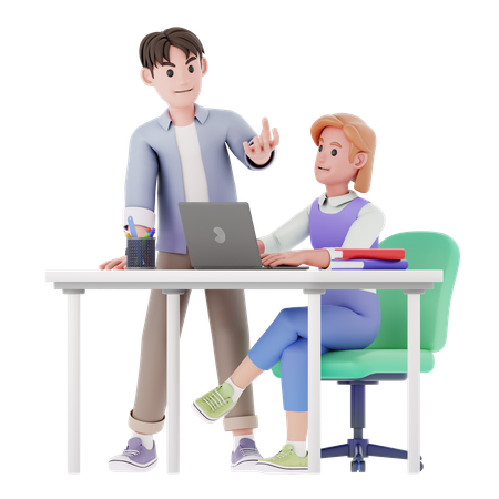 Man Discuss With Girl  3D Illustration