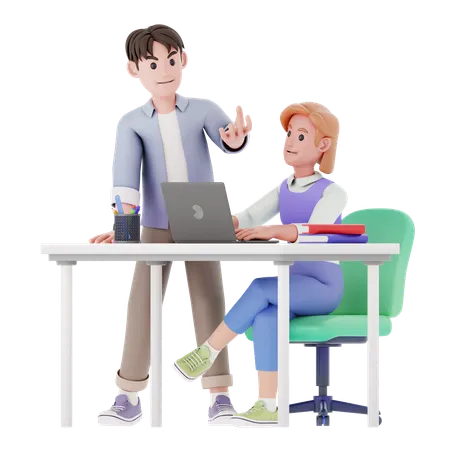 Man Discuss With Girl  3D Illustration