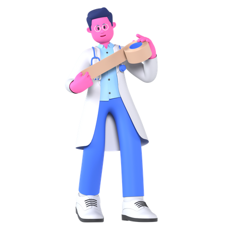Man Doctor With Bandage  3D Illustration