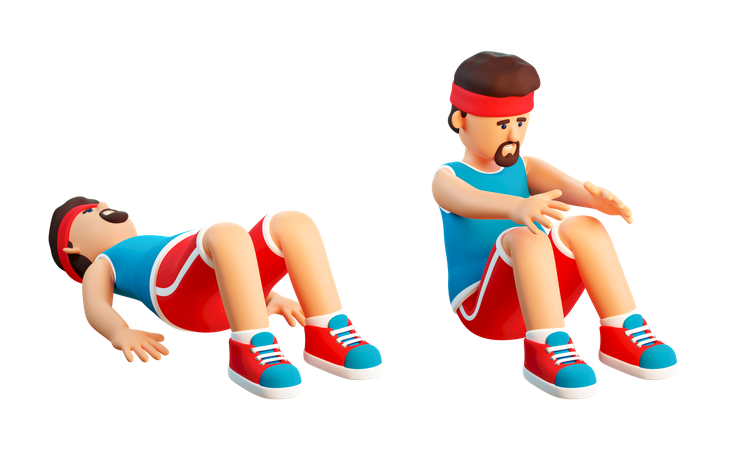 Man does abs exercise  3D Illustration