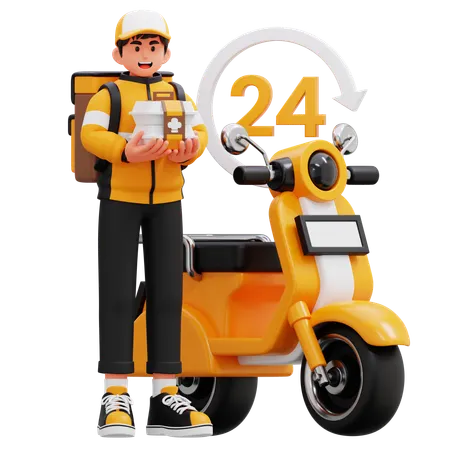 Man Doing 24 Hour Deliver  3D Illustration