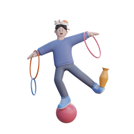 Man Doing Acrobat  3D Illustration