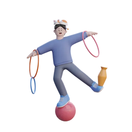 Man Doing Acrobat  3D Illustration