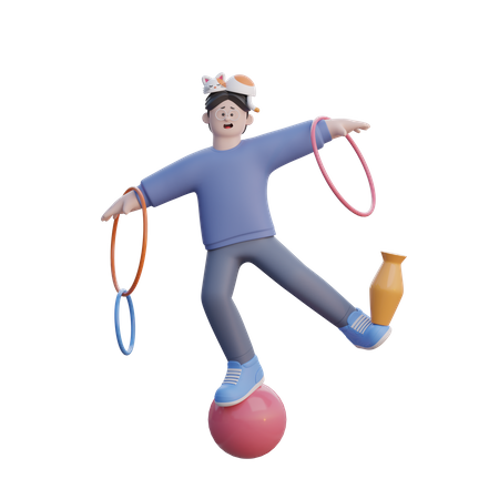 Man Doing Acrobat 3D Illustration