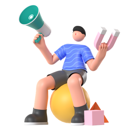 Man doing Advertising  3D Icon