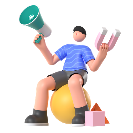 Man doing Advertising  3D Illustration