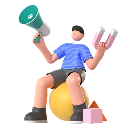 Man doing Advertising  3D Illustration