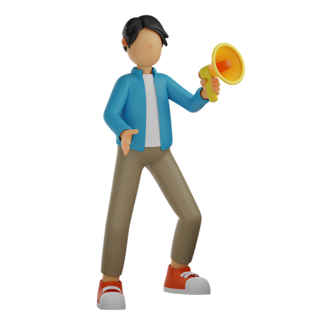 Man doing announcement  3D Illustration