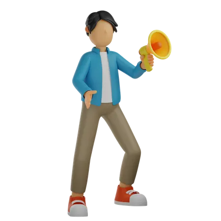 Man doing announcement  3D Illustration