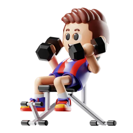 Man Doing Bench Exercise  3D Illustration