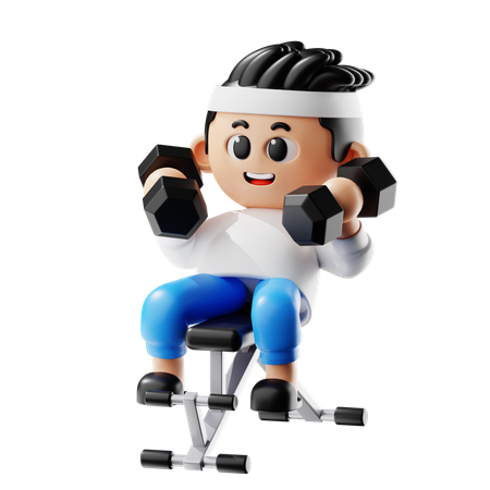 Man Doing Bench Exercise  3D Illustration