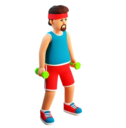 Man doing Biceps Exercise  3D Illustration