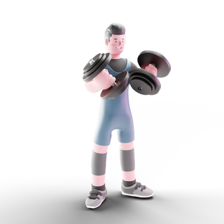 Man doing biceps workout  3D Illustration