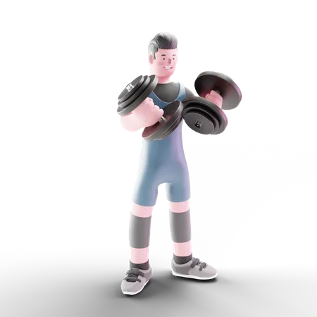 Man doing biceps workout  3D Illustration