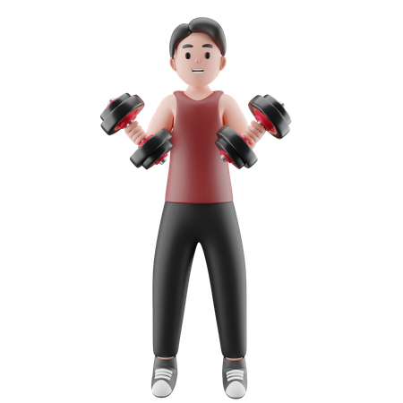 Man Doing Biceps Workout  3D Illustration