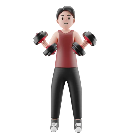Man Doing Biceps Workout  3D Illustration