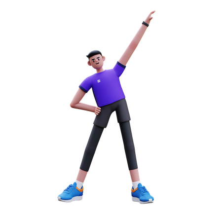 Man Doing Body Stretching  3D Illustration