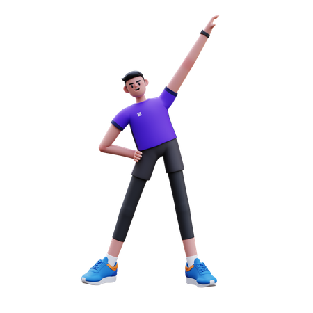 Man Doing Body Stretching  3D Icon