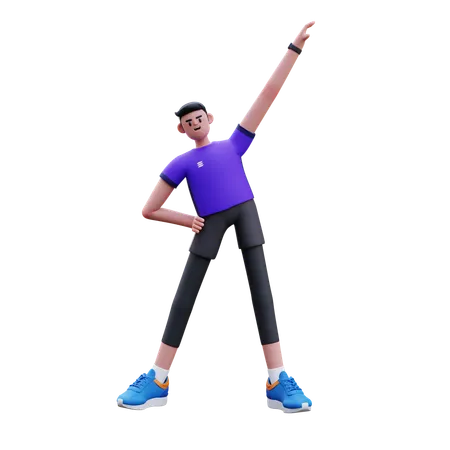 Man Doing Body Stretching  3D Illustration