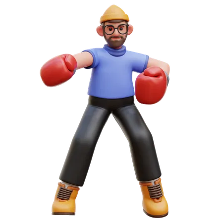 Man Doing Boxing  3D Illustration