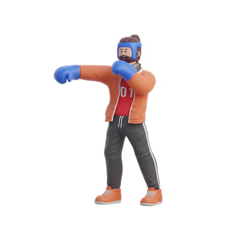 Man doing Boxing  3D Illustration