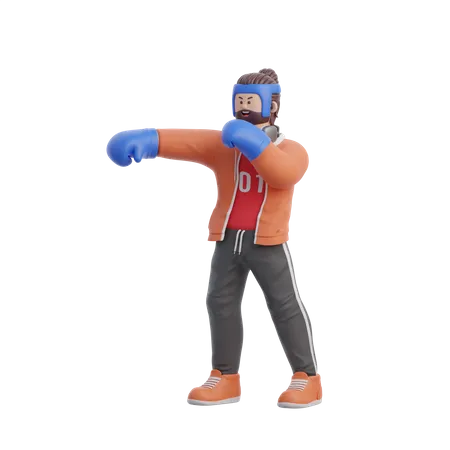 Man doing Boxing  3D Illustration