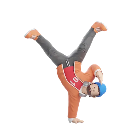 Man doing Breakdance  3D Illustration