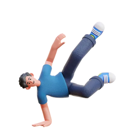 Man Doing breakdancing  3D Illustration