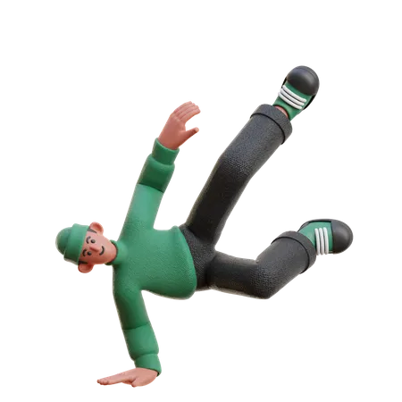 Man Doing breakdancing  3D Illustration