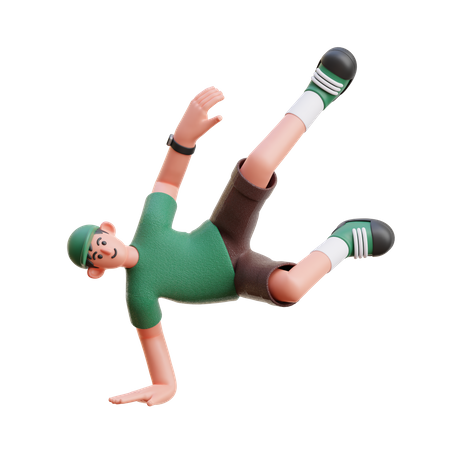 Man Doing breakdancing  3D Illustration