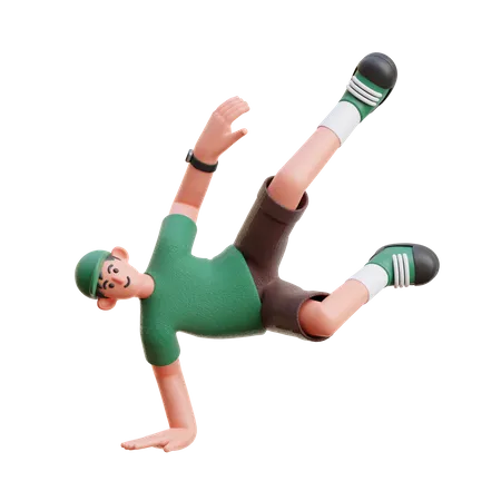 Man Doing breakdancing  3D Illustration