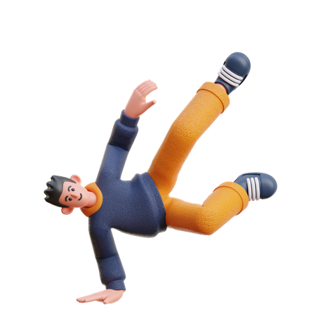 Man Doing breakdancing  3D Illustration