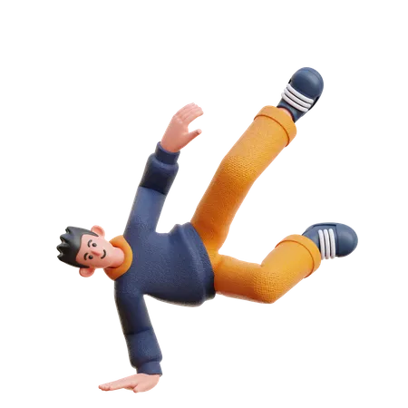 Man Doing breakdancing  3D Illustration