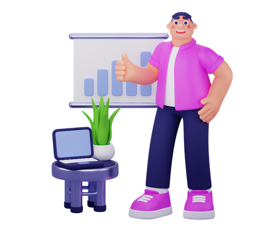 Man Doing Business Presentation  3D Illustration