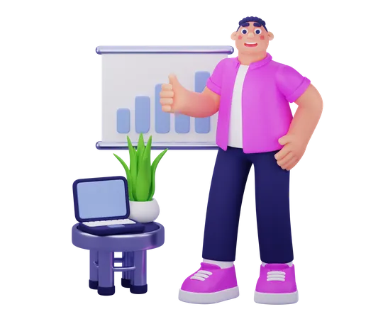 Man Doing Business Presentation  3D Illustration