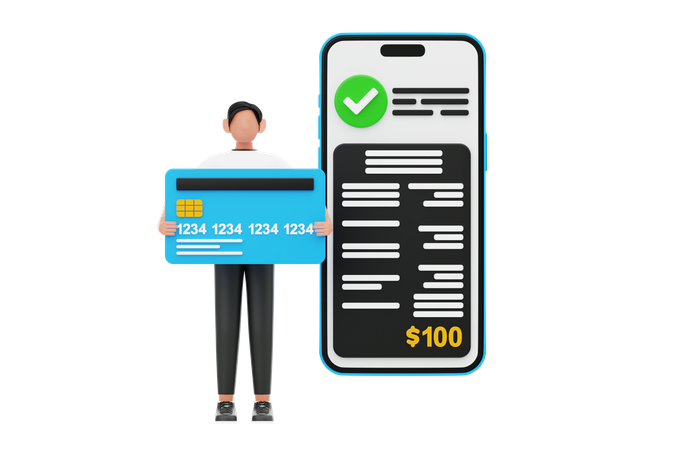 Man Doing Card Payment  3D Illustration