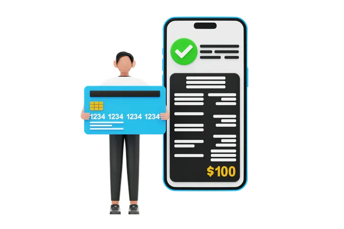 Man Doing Card Payment  3D Illustration