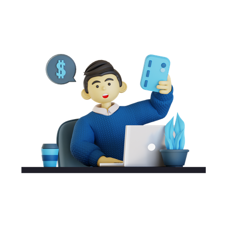 Man Doing Card Payment  3D Illustration