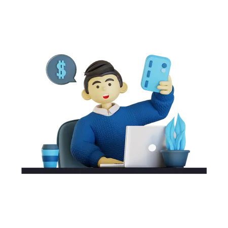 Man Doing Card Payment  3D Illustration