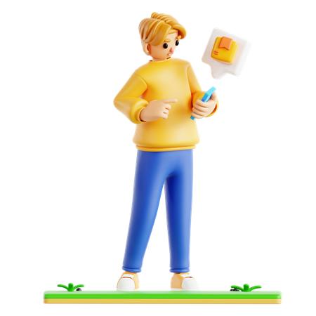 Man Doing Check Out Process On Mobile  3D Icon