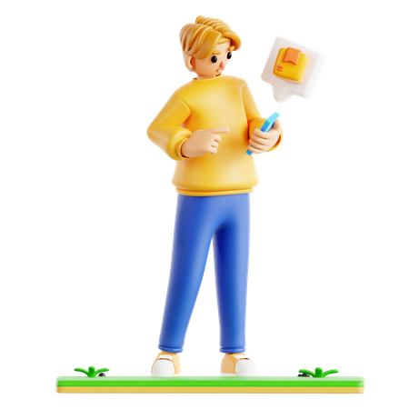 Man Doing Check Out Process On Mobile  3D Icon