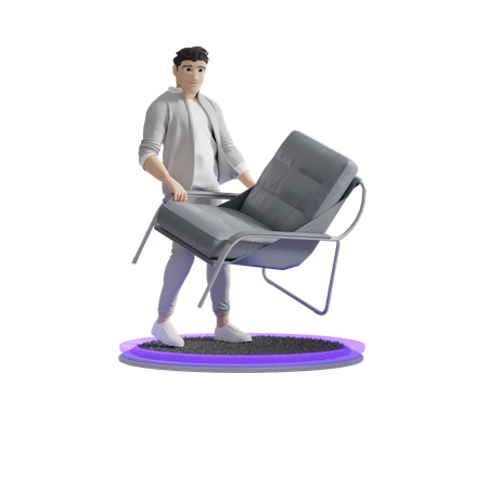 Man doing Clean space  3D Illustration